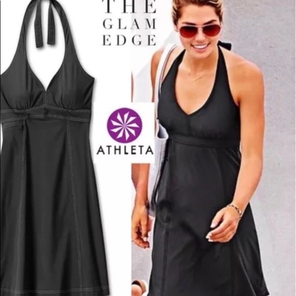 Athleta Pack Everywhere halter dress in black sz 2